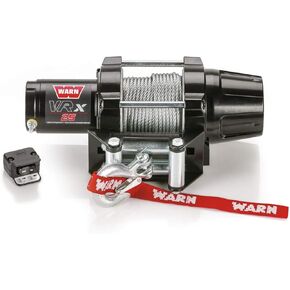 WARN 101025 VRX 25 Powersports Winch with Handlebar Mounted Switch and Steel Cable Wire Rope: 3/16" Diameter x 50' Length, 1.25 Ton (2,500 lb) Capacity