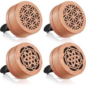 4 Pcs Essential Oil Car Diffuser Car Aromatherapy Wood Diffuser Car Oil Diffusers Lava Stone Aroma Diffuser for Car Air Freshener Diffuser with Vent Clip, 2 Styles (Elegant)