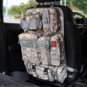MAIKER Tactical Car Seat Back Organizer, Upgrade Tactical Vehicle Panel Organizer with 5 Detachable Molle Pouch, Universal fits for Most of Vehicle