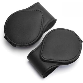 حامل نظارات السيارة العالمي للسيارة من قطعتين، حامل نظارات شمسية بمشبك جلدي للنظارات الطبية ومشبك بطاقة التذاكر وحامل النظارات للسيارة (اسود) in Kuwait