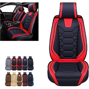 OASIS AUTO Car Seat Covers Premium Waterproof Faux Leather Cushion Universal Accessories Fit SUV Truck Sedan Automotive Vehicle Auto Interior Protector Front Pair (OS-004 Black)