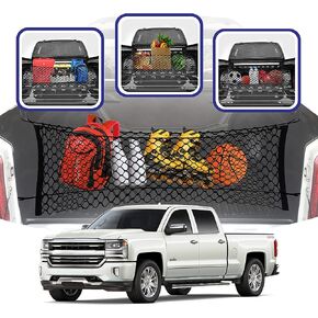Envelope Style Trunk Mesh Cargo Net for Chevy Silverado Accessories 2013-2023 - Premium Trunk Organizers and Storage for Pickup Truck Bed in Saudi Arabia