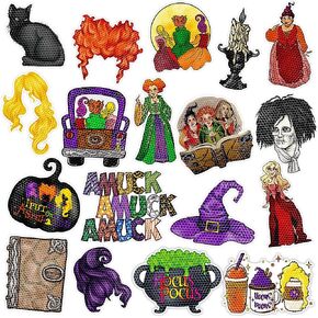 Whaline 18Pcs Halloween Hocus Pocus Reflective Car Magnets Cute Witch Theme Refrigerator Magnetic Stickers Waterproof Holiday Decor Magnets for Car Refrigerator Mailbox Metal Door Cabinets Decoration in Saudi Arabia