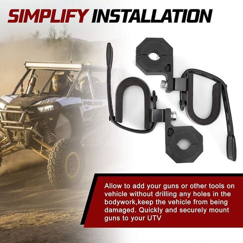 BUNKER INDUST UTV Gun Rack Clamp,UTV Tool Mounting Compatible with Polaris RZR Ranger Can Am Honda Kawasaki Snowmobile Side by Side,Gun Holder Fit for 1" 1.5" 1.75" 2" Tubes Roll Bars Cage Roof Rack in Saudi Arabia