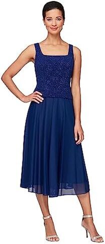 Alex Evenings Women's Tea Length Mock Dress with Sequin Jacket (Petite and Regular Sizes) in Kuwait