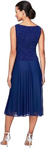 Alex Evenings Women's Tea Length Mock Dress with Sequin Jacket (Petite and Regular Sizes) in Kuwait