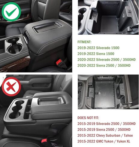Compatible with Chevy Silverado 1500 Accessories/GMC Sierra 1500 2019-2022 Center Console Organizer Tray Fits for 2020-2023 Silverado/Sierra 2500 HD/3500 HD -Full Console Only (Upper Organizer) in Saudi Arabia