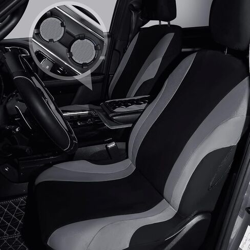 17 Pcs Car Seat Covers Full Set, Steering Wheel Cover Center Console Pad Armrest Cover Seat Safety Belt Pad Seatbelt Covers Cup Mats Car Emblem Ring Sticker Car Accessories Set (Black, Blue) in Kuwait