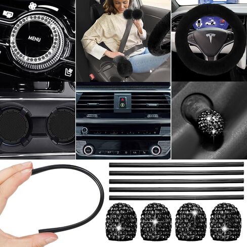 47 Car Seat Cover Full Set Car Accessories Car Seat Covers for Car Front Rear Seat Cover Fluffy Steering Wheel Cover Seat Belt Automotive Floor Mats Car Air Conditioner Decoration Strip (Beige) in Saudi Arabia