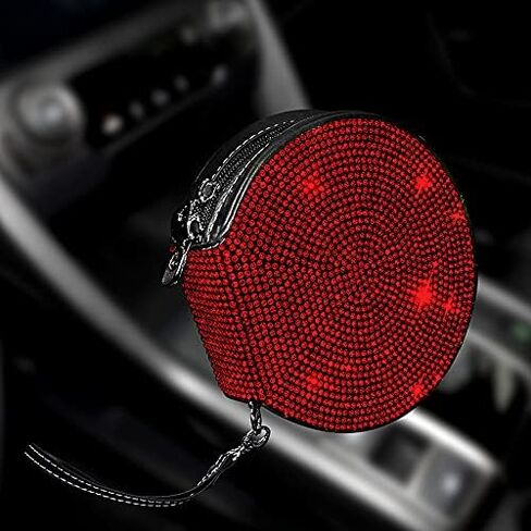 Pomelo Litchi Pitaya سعة كبيرة وشديدة التحمل، حامل أقراص DVD CD للسيارة، قرص تخزين DVD/VCD محمول، إكسسوارات السيارة اللامعة للنساء من حجر الراين، حامل قرص مضغوط للسيارة (أحمر) in Kuwait