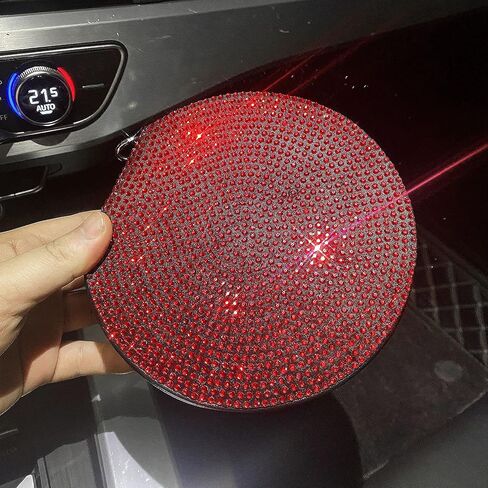 Pomelo Litchi Pitaya سعة كبيرة وشديدة التحمل، حامل أقراص DVD CD للسيارة، قرص تخزين DVD/VCD محمول، إكسسوارات السيارة اللامعة للنساء من حجر الراين، حامل قرص مضغوط للسيارة (أحمر) in Kuwait