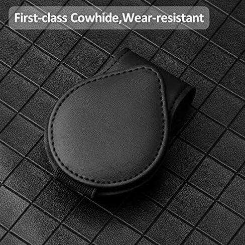 حامل نظارات السيارة العالمي للسيارة من قطعتين، حامل نظارات شمسية بمشبك جلدي للنظارات الطبية ومشبك بطاقة التذاكر وحامل النظارات للسيارة (اسود) in Kuwait