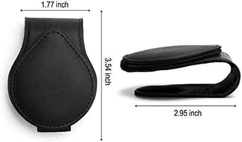 حامل نظارات السيارة العالمي للسيارة من قطعتين، حامل نظارات شمسية بمشبك جلدي للنظارات الطبية ومشبك بطاقة التذاكر وحامل النظارات للسيارة (اسود) in Kuwait