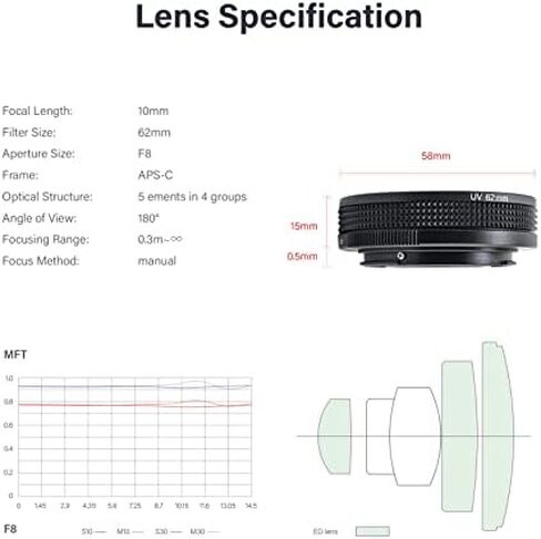 عدسة AstrHori 50 مم F1.4 ذات إطار كامل بفتحة كبيرة 2 في 1 متوافقة مع كاميرا Panasonic LUMIX Olympus Micro 4/3 بدون مرآة G1، G2، G3، G5، G6، G9، GH1، GH2، GH3، GH4 ، GH5، الخ in Saudi Arabia