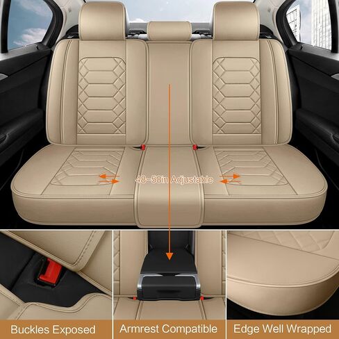 Leather Car Seat Covers Front Set, Waterproof Faux Leather Seat Covers for Cars, Non-Slip Car Interior Covers Universal Fit for Most Cars Sedans Trucks SUVs, Beige in Kuwait