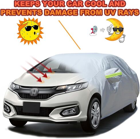 غطاء سيارة مقاوم للماء في جميع الاحوال الجوية والثلج والرياح والخدش للحماية من الاشعة فوق البنفسجية في الهواء الطلق مع 6 شرائط عاكسة، مقاس عالمي لسيارة سيدان (حتى 193 انش) in Kuwait