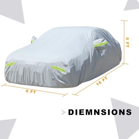 غطاء سيارة مقاوم للماء في جميع الاحوال الجوية والثلج والرياح والخدش للحماية من الاشعة فوق البنفسجية في الهواء الطلق مع 6 شرائط عاكسة، مقاس عالمي لسيارة سيدان (حتى 193 انش) in Kuwait