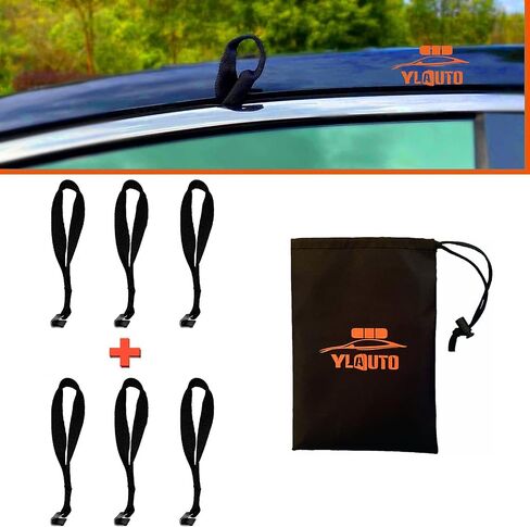 Rooftop Cargo Tie Down Hook Straps for Attaching Car Top Carriers Without A Roof Rack,100% Waterpoof,Suitable for Any Rooftop Cargo Carrier,No More Straps Inside Your Car(6PCS) (Orange) in Kuwait