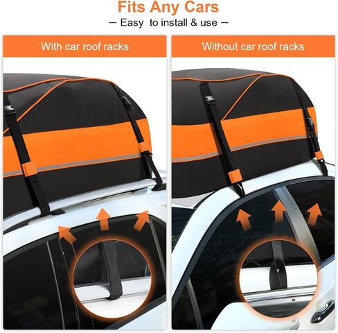 Sailnovo Car Rooftop Cargo Carrier Roof Bag 15 Cubic Feet Waterproof Roof Top Cargo Carrier fit Vehicle with Without Luggage Rack, Soft Shell Roof Cargo Box with Tie-Down Strap, Door Hook, Storage Bag in Saudi Arabia