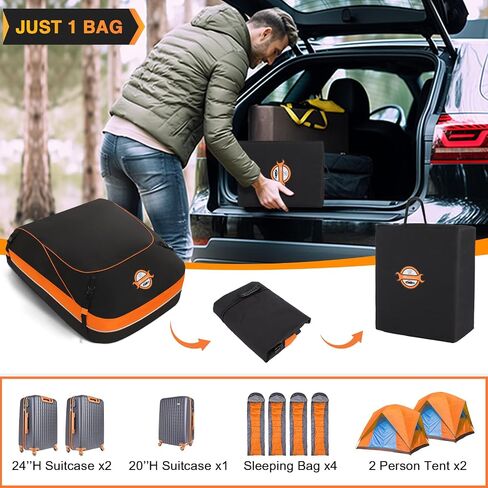 Sailnovo Car Rooftop Cargo Carrier Roof Bag 15 Cubic Feet Waterproof Roof Top Cargo Carrier fit Vehicle with Without Luggage Rack, Soft Shell Roof Cargo Box with Tie-Down Strap, Door Hook, Storage Bag in Saudi Arabia