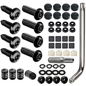 Black Anti Theft License Plate Screws,Stainless Steel Rustproof Security Bolts Fasteners for Front Rear Car Tag Mount- M6 Locking Hardware,with Matte Black Caps Covers, Insert Nuts,Car Tire Valve Cap in Kuwait