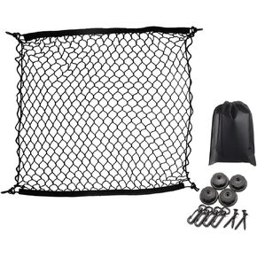 Premium Quality Adjustable Elastic Cargo Net Universal Stretchable Truck Net with Hooks,Storage Bag for Car, SUV, Truck, Pickup Trucks Black 32x24in