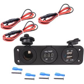 MotoCityTM 12 فولت سيارة شاحنة ولاعة سجائر مقبس لوحة شاحن مقسم مع محول قابس USB مزدوج (مع سلك) in Kuwait