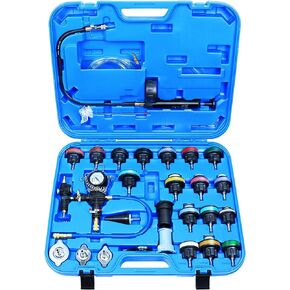 Radiator Pressure Tester Coolant Vacuum Refill Kit 28PCS Automotive Cooling System Leak Test Pneumatic Water Tank Purge Fill Tool Set with Gauge Adapter Cap Universal for Auto Car Airlift