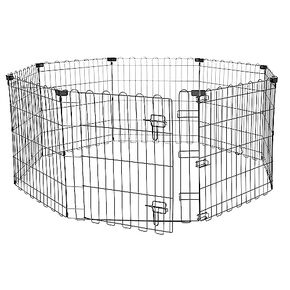 Amazon Basics Foldable Octagonal Metal Exercise Pen for Dogs, Indoor/Outdoor, Single Door, 8 Panels, 24" Height, Extra Small, Easy to Assemble, Black in Saudi Arabia