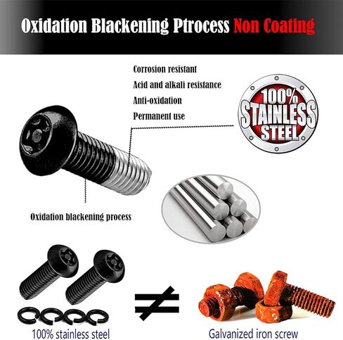 Black Anti Theft License Plate Screws,Stainless Steel Rustproof Security Bolts Fasteners for Front Rear Car Tag Mount- M6 Locking Hardware,with Matte Black Caps Covers, Insert Nuts,Car Tire Valve Cap in Kuwait