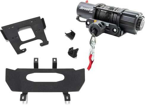 SuperATV.com 3500 LB Winch with Heavy Duty Winch Mounting Plate for 2021+ Polaris RZR Trail 900 / S 900 / S 1000 | 3/16" Steel Plating | Laser Cut and CNC Brake Press Bent Steel Construction! in Saudi Arabia