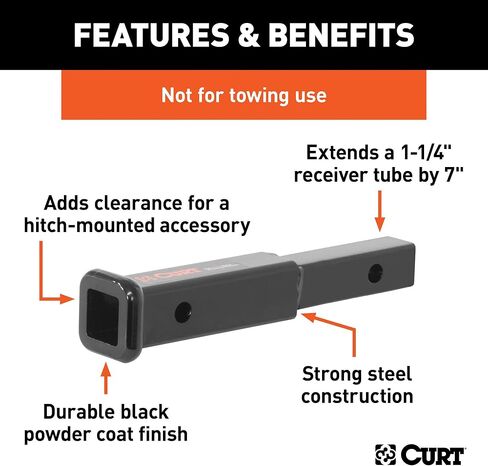 وصلة وصلة وصلة وصلة ربط طويلة بطول 17.78 سم من CURT 45789 لاستقبال 4.4 سم، 158.8 كجم in Kuwait