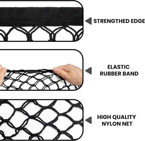 شبكة حمولة خلفية شديدة التحمل قابلة للتمدد، شبكة شاحنة مرنة عالمية قابلة للتعديل مع خطافات، منظم شبكي تخزين بنجي للسيارة وسيارات الدفع الرباعي والشاحنات (35.43 × 11.81) in Kuwait