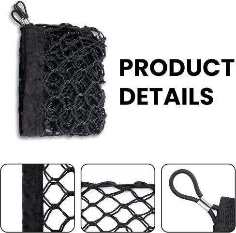 شبكة حمولة خلفية شديدة التحمل قابلة للتمدد، شبكة شاحنة مرنة عالمية قابلة للتعديل مع خطافات، منظم شبكي تخزين بنجي للسيارة وسيارات الدفع الرباعي والشاحنات (35.43 × 11.81) in Kuwait