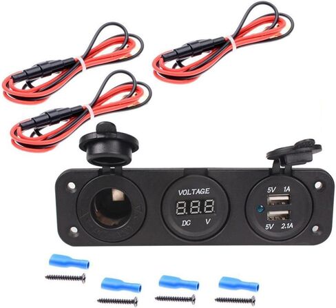 MotoCityTM 12 فولت سيارة شاحنة ولاعة سجائر مقبس لوحة شاحن مقسم مع محول قابس USB مزدوج (مع سلك) in Kuwait