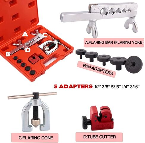 ANSIKE 3/16 خط الفرامل 25 قدم لفة أنبوب مرنة مطلية بالنحاس + مجموعة أدوات حرق خط الفرامل مجموعة أدوات خط الفرامل المفردة والمزدوجة مع 16 تركيبًا in Kuwait