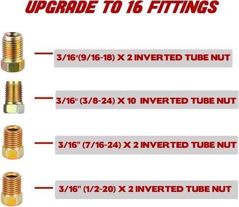 ANSIKE 3/16 خط الفرامل 25 قدم لفة أنبوب مرنة مطلية بالنحاس + مجموعة أدوات حرق خط الفرامل مجموعة أدوات خط الفرامل المفردة والمزدوجة مع 16 تركيبًا in Kuwait
