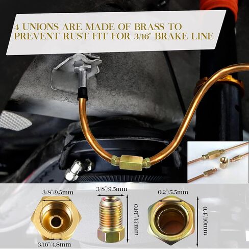 ANSIKE 3/16 خط الفرامل 25 قدم لفة أنبوب مرنة مطلية بالنحاس + مجموعة أدوات حرق خط الفرامل مجموعة أدوات خط الفرامل المفردة والمزدوجة مع 16 تركيبًا in Kuwait