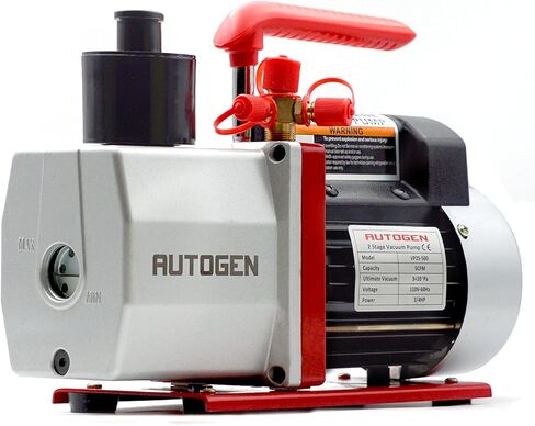 مضخة تفريغ AUTOGEN بمرحلتين 12CFM، 1/2HP 0.2Pa 110V مضخة تفريغ هواء لـ R12 R22 R134a R410a، مضخة فراغ دوارة دوارة لإعادة شحن مبرد HVAC/AUTO AC، وتفريغ النبيذ، وحلب البقر in Kuwait