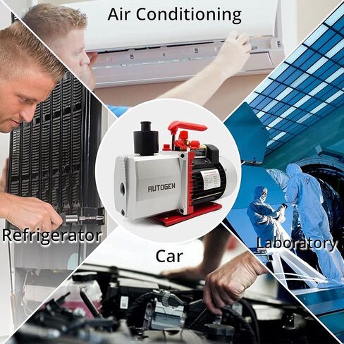 مضخة تفريغ AUTOGEN بمرحلتين 12CFM، 1/2HP 0.2Pa 110V مضخة تفريغ هواء لـ R12 R22 R134a R410a، مضخة فراغ دوارة دوارة لإعادة شحن مبرد HVAC/AUTO AC، وتفريغ النبيذ، وحلب البقر in Kuwait