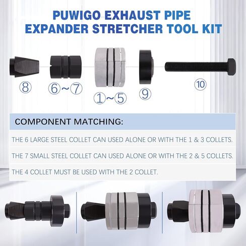 مجموعة أدوات تمديد أنبوب العادم PUWIGO من 1-5/8 إلى 4-1/4 بوصة مع مجموعة من الحلقات المطاطية، مجموعة أدوات توزيع أنابيب كاتم الصوت لأنبوب أنابيب الذيل in Kuwait