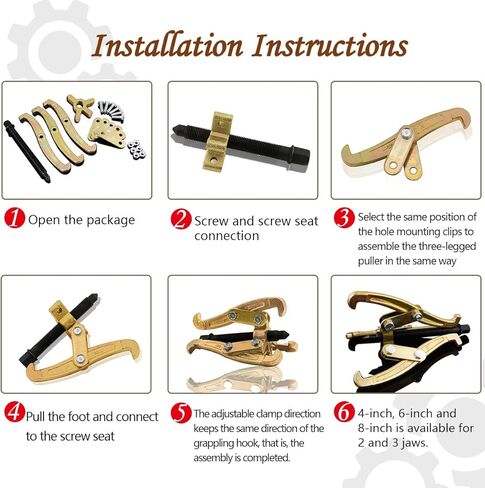 DRAONGYE 3 "4" 6 "أداة إزالة ساحبة محمل تروس الفك 3" 3" 4" 6" للتروس المنزلقة، البكرة، وعجلة الموازنة، 3 قطع مجموعة أدوات إزالة سحّاب دولاب الموازنة in Kuwait