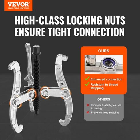 VEVOR Hydraulic Gear Puller, 15 Ton Max. Capacity Hydraulic Puller, 2 or 3 Jaws Bearing Hub Separator, 3.9"- 11.8" Hydraulic Puller Separator Tool for Pulling Hubs, Flanges, Gears, Bearings in Saudi Arabia