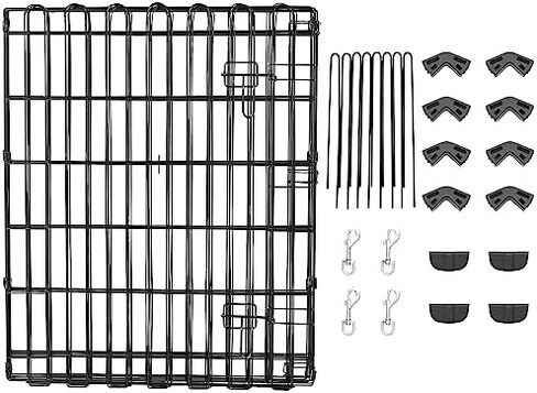 Amazon Basics Foldable Octagonal Metal Exercise Pet Playpen for Dogs, Portable Fence Pen, Single Door, 60 x 60 x 36 Inches, Medium - 36"H, Metal, Black in Saudi Arabia