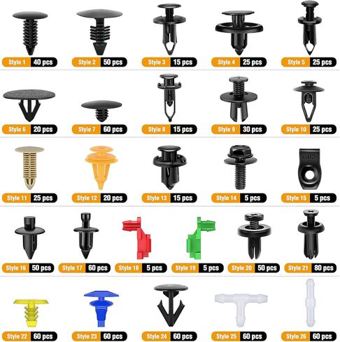 GOOACC 860Pcs Car Push Retainer Clips & Auto Fasteners Assortment -26 Most Popular Sizes Nylon Bumper Fender Rivets with 10 Cable Ties and Fasteners Remover for Toyota GM Ford Honda Chevy in Saudi Arabia