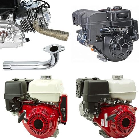 يوكسوفا انبوب راس عادم عالي الاداء لدراجة بريداتور 301cc 8hp 420cc 13hp GX240 270 390 ميني دراجة جو كارت جولف قوارب سباق جزازة العشب OHV استنساخ المحرك مع اجزاء شريط درع حراري، فضي in Kuwait