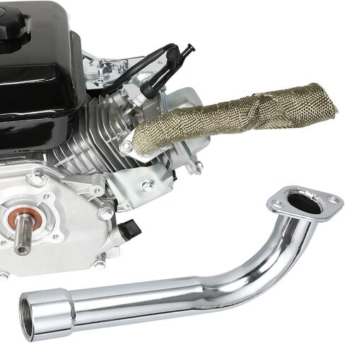 يوكسوفا انبوب راس عادم عالي الاداء لدراجة بريداتور 301cc 8hp 420cc 13hp GX240 270 390 ميني دراجة جو كارت جولف قوارب سباق جزازة العشب OHV استنساخ المحرك مع اجزاء شريط درع حراري، فضي in Kuwait