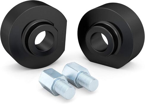 مجموعة المستوى الأمامي - 2 بوصة رفع - 2 بوصة - مركبات دفع 2 فقط - متوافقة مع 1999-2008 Ford F250 F250 F250 Super Duty, F350 F-350 SuperDuty ، نزهة - فواصل سوداء من الألومنيوم in Kuwait