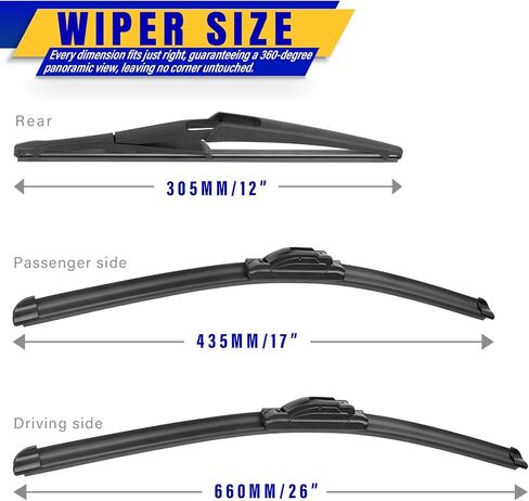 3 wipers Replacement for 2006-2011 Chevy chevrolet HHR, Windshield Wiper Blades Original Equipment Replacement - 18"/18"/11" (Set of 3) U/J HOOK in Saudi Arabia