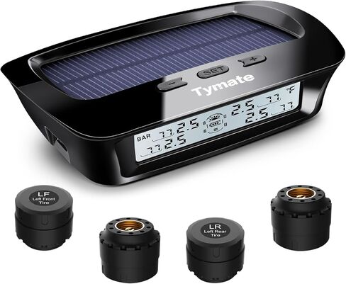 تايميت نظام مراقبة ضغط الاطارات - شحن شمسي، 5 اوضاع انذار، وضع النوم التلقائي، تبادل وضع الاطارات، 4 مستشعرات TPMS (0-87 باوند لكل انش مربع) استهلاك منخفض للطاقة ومستشعر عمر عمل طويل in Kuwait